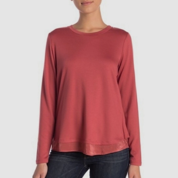 bobeau Tops - Bobeau Women's Satin Blouse Long Sleeeves Size